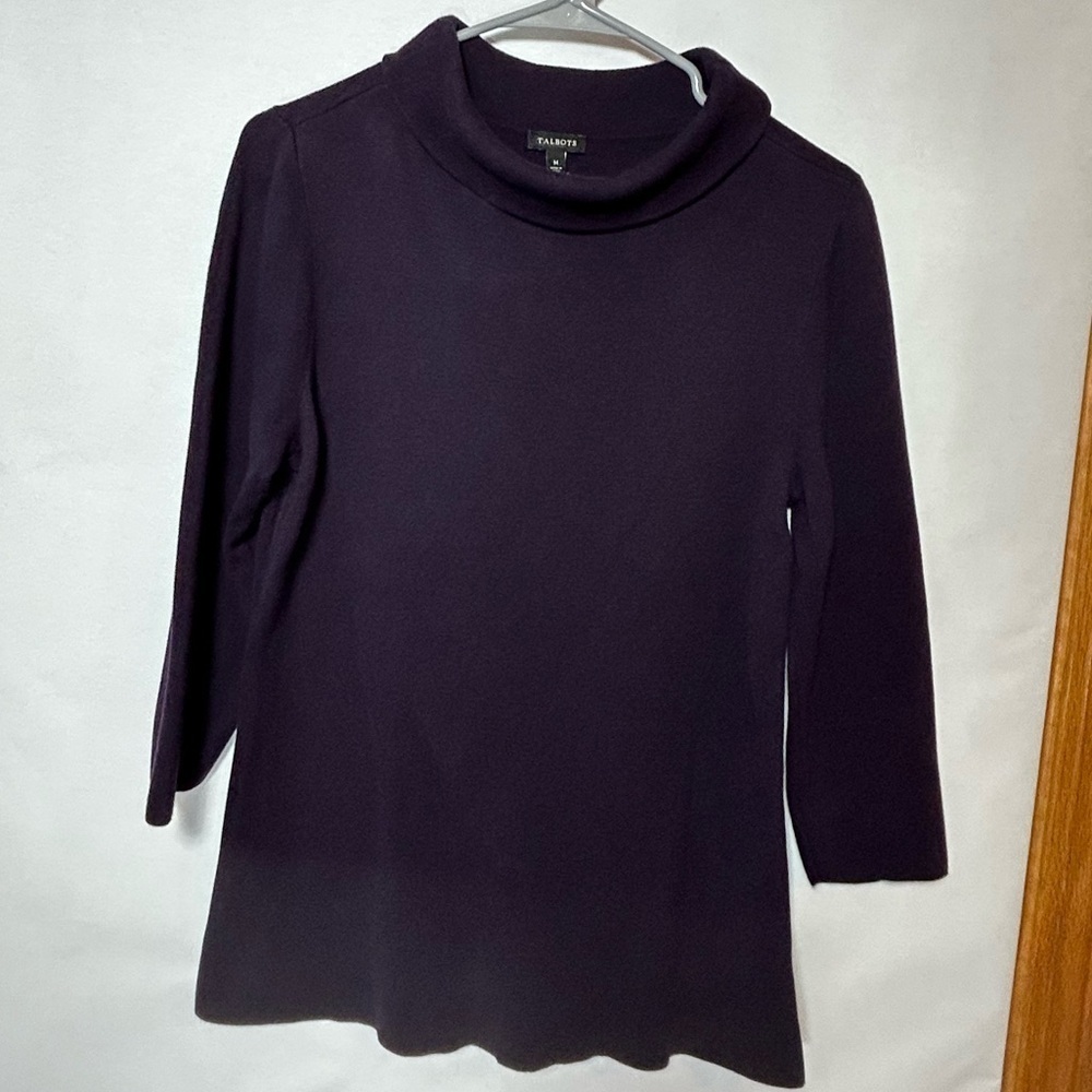 Talbots Women's Rich Amethyst Turtleneck Long Sleeve Sweater